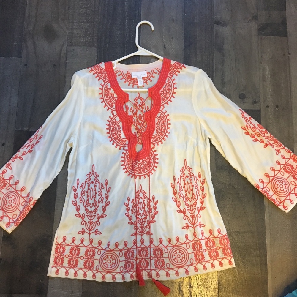 Charter club lace up top